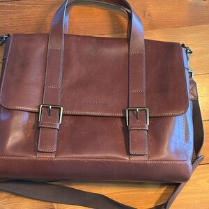 Dooney & Bourke Men's Chestnut Brown Leather Messenger Briefcase